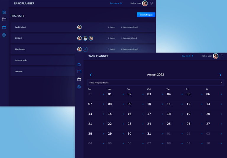 Task Planner + Calendar - Bubble.io Template made by Mindforapps
